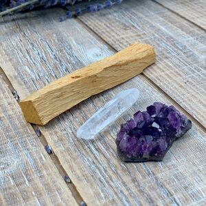 Crystal Quartz, Amethyst Cluster & Palo Santo Set